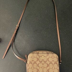 Coach 91677 Signature long shoulder bag women PVC brown